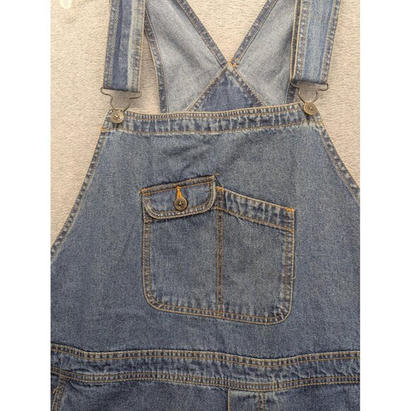 Mainstreet Blues Overalls Womens 24W Blue Denim Bib Capri Cropped Plus Size - Picture 2 of 11